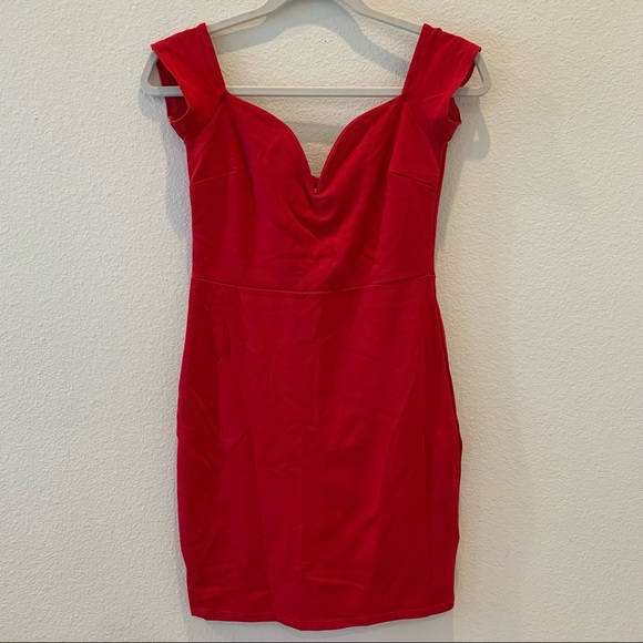 Red Off-the-Shoulder Dress - Picture 3 of 8